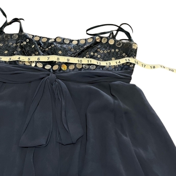 BCBGMaxAzria Silk Dress‎ Mini Chiffon Bead Sequins Cocktail Little Black Women 6 - Picture 13 of 14